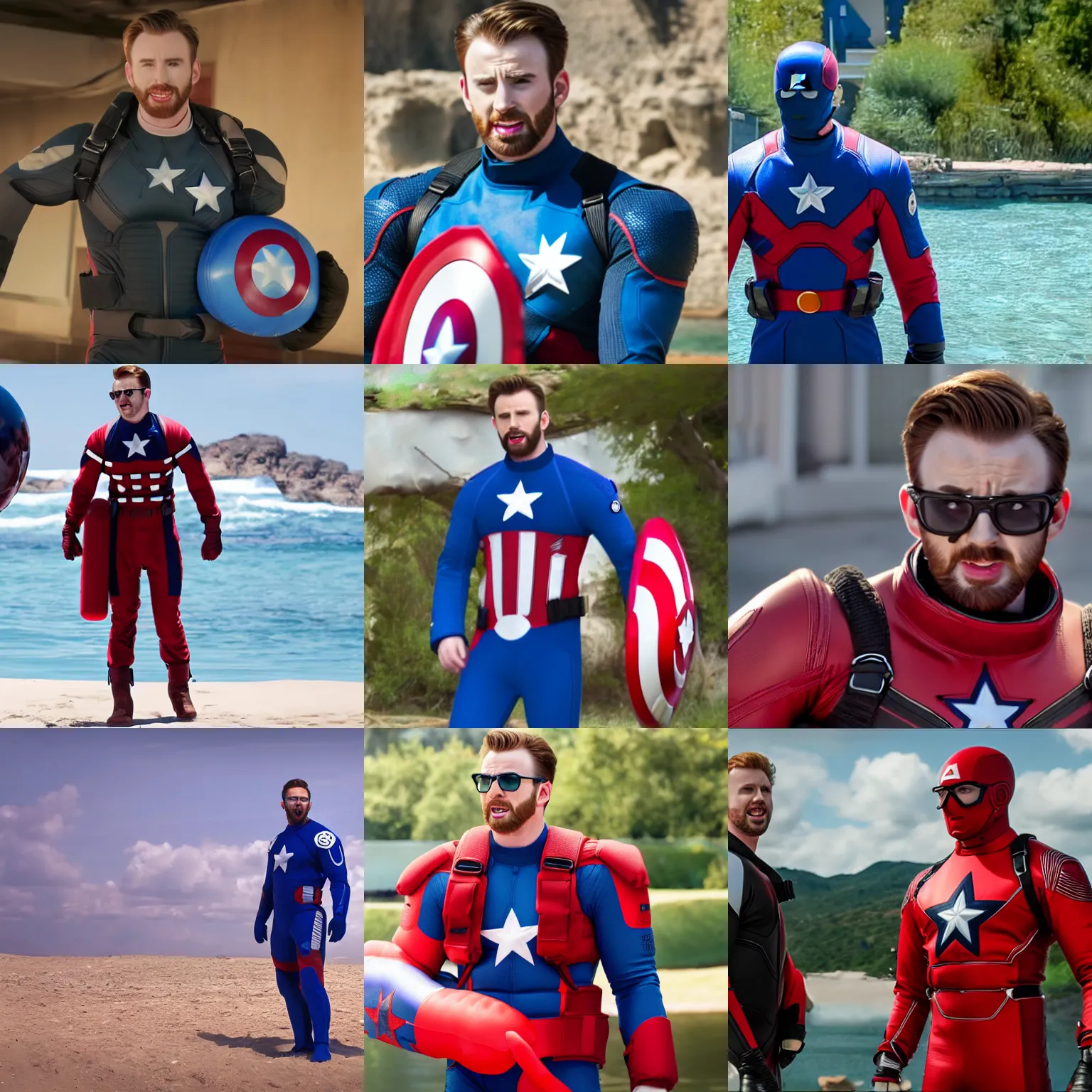 Prompt: chris evans wearing an inflatable suit, 4 k hd