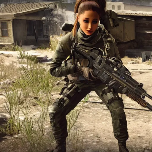 Image similar to Ariana Grande in Call of Duty, 4k