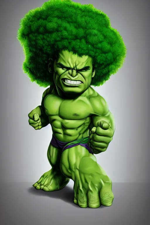 Image similar to the hulk with broccoli hair, highly detailed, digital art, sharp focus, trending on art station