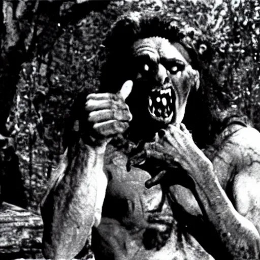 Prompt: film still of a werewolf extending his out hand in the wolf man 1 9 4 1