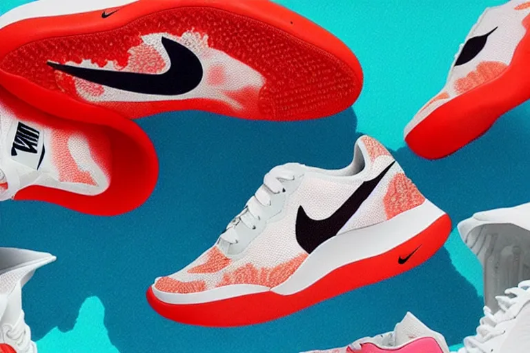 Image similar to nike sneaker made from coral reef