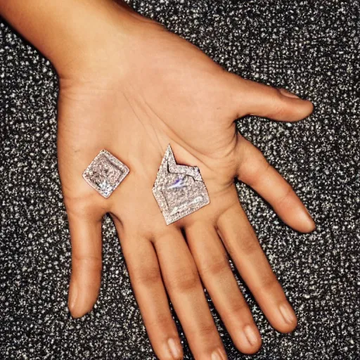 Prompt: hands made of diamonds, flesh of diamonds, skin of diamonds