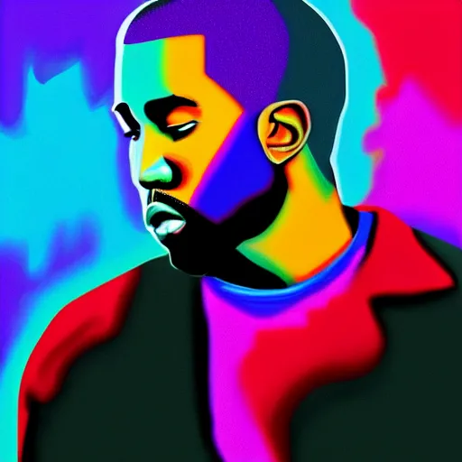 Prompt: vibrant color dark shadows portrait of kanye west trending on artstation digital painting comic nintendo
