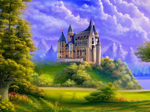 Prompt: a beautiful painting of a castle in a serene landscape, gothic art, 4 k