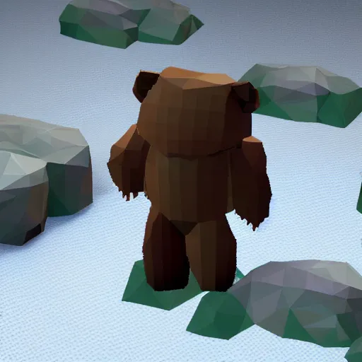 Image similar to image of an rpg bear enemy with low poly playstation 1 graphics, upscaled to high resolution