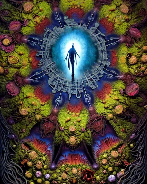 Image similar to the platonic ideal of flowers, rotting, insects and praying of cletus kasady carnage thanos dementor doctor manhattan chtulu mandelbulb studio ghibli lichen mandala davinci the witcher, d & d, fantasy, ego death, decay, dmt, psilocybin, art by greg rutkowski and anders zorn and john bauer