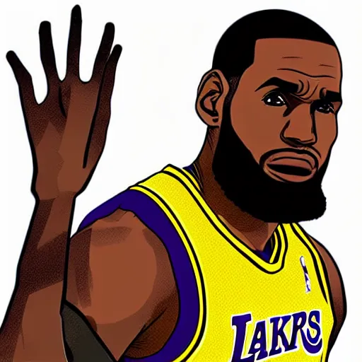 Prompt: lebron james as an anime character