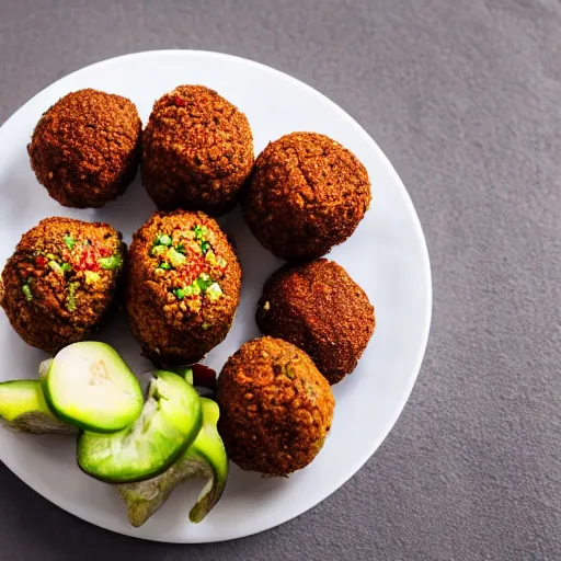 Image similar to high resolution photo of falafel, michelin star, very tasty, food photography, instagram, trending