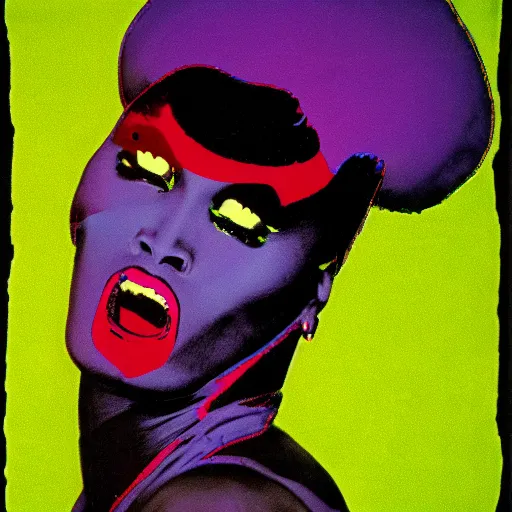 Image similar to grace jones by andy warhol