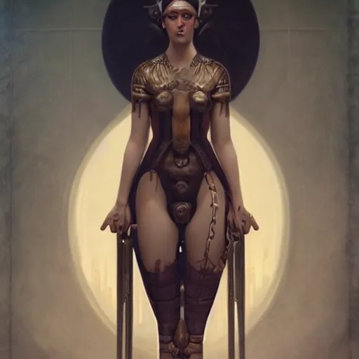 Prompt: By Tom Bagshaw, a very beautiful goddess of war female body portrait in bodysuit, symmetric body features proportions, intricate details, focus, realistic eyes looking at camera, golden ratio, ruins by night, award winning, unreal render