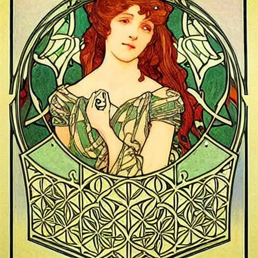 Image similar to beautiful art nouveau painting of companion - cube!!!!!!!!!!!!!!!!! companion - cube!!!!!!!!!!!!!!!!!, by william morris, mucha, gaudy colors. intricate linework. sharp edges.