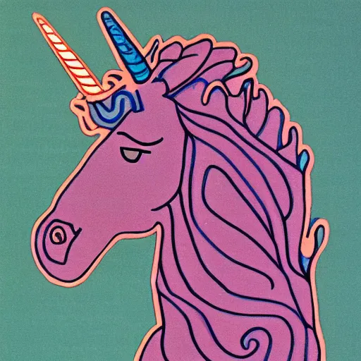 Prompt: anatomic picture of a unicorn with organs signed, circa 1 9 7 9