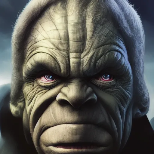 Image similar to Emperor Palpatine is The Hulk, hyperdetailed, artstation, cgsociety, 8k