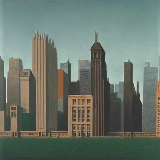 Prompt: Chicago by René Magritte