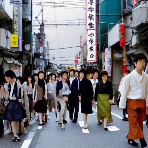 Image similar to japanese women and men on a japan street, still of a japanese movie ( 2 0 1 5 )