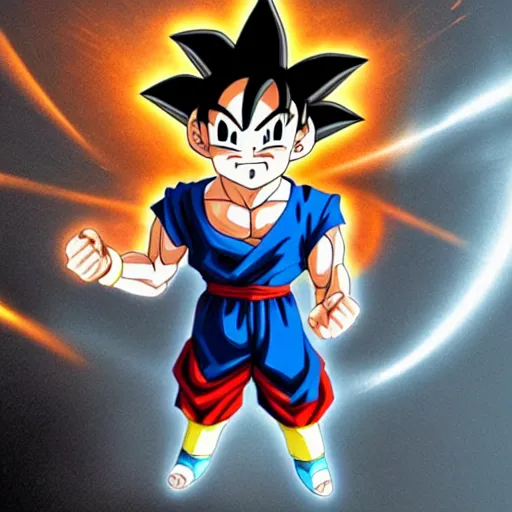 Prompt: photo of goku without arms, no hair, big smile