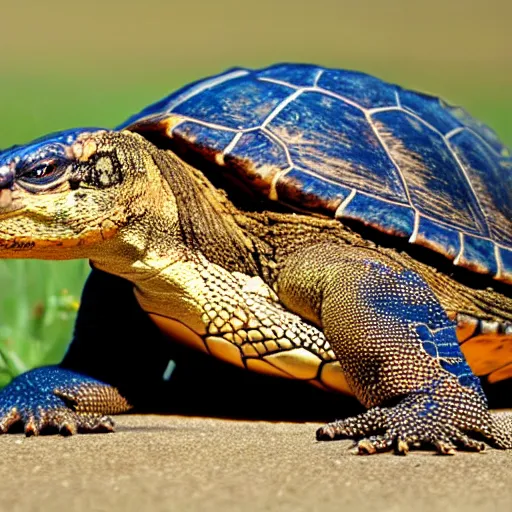 Image similar to half turtle, half comodo dragon