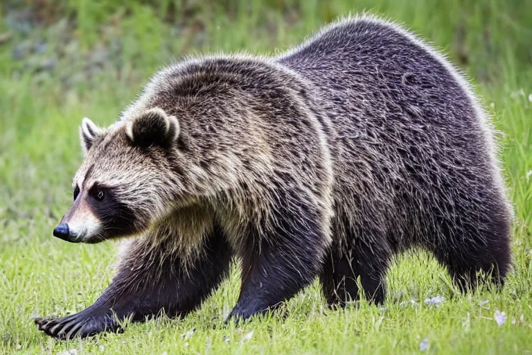 Image similar to a raccoon grizzly bear hybrid