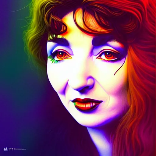 Image similar to richly detailed color illustration of kate bush illustrated by artgerm and mina petrovic and timothy kong and marina federovna. 3 d shadowing