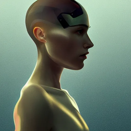 Image similar to Alicia Vikander gets a human body in Ex Machina, highly detailed, artstation, digital illustration, concept art, by Kyoto Animation and Studio Ghibli, by Ilya Kuvshinov and Alphonse Mucha