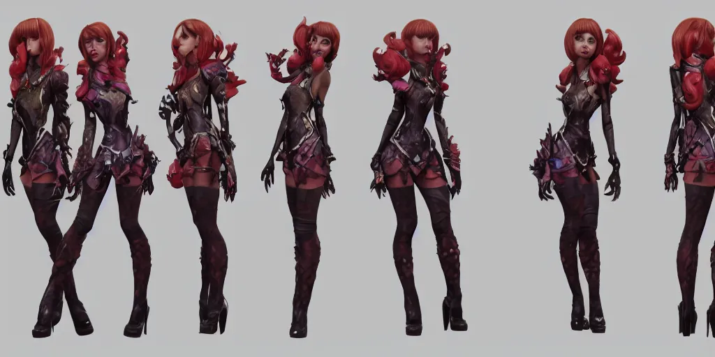 Image similar to Character sheet of gorgeous seraphine (League of Legends). 3d render, octane render, game art, realistic, highly detailed, trending on artstation, 4k, trending on artstation, pixar, cgsociety, unreal engine 5, redshift render, trending on artstation, blender, behance, cg