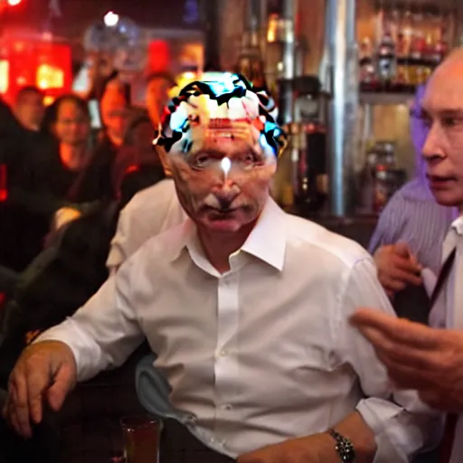 Prompt: vladimir putin in gay bar