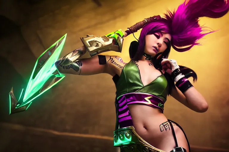 Prompt: league of legend, kda akali, beautiful, photograph, 8 k, realistic