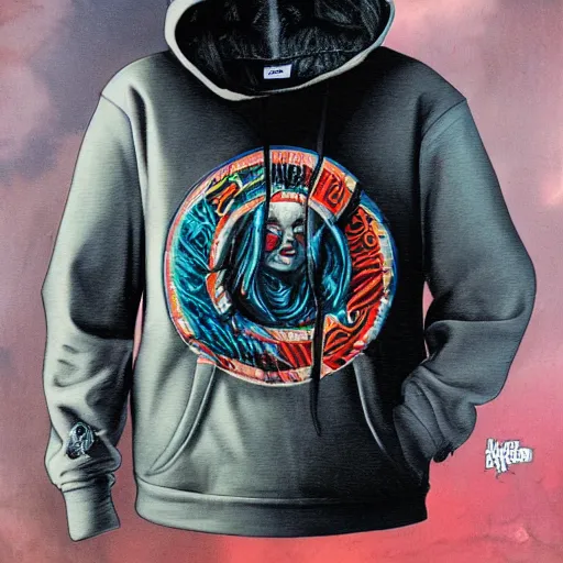 Image similar to Supreme hoodie in collaboration with gerald brom and several other artists