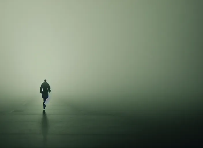 Prompt: a man runs away from the light, fog, rain, volumetric lighting, beautiful, mystique, golden hour, sharp focus, ultra detailed, concept art, jan urschel, dylan cole, noir art house, 4 k, 3 5 mm, fujifilm