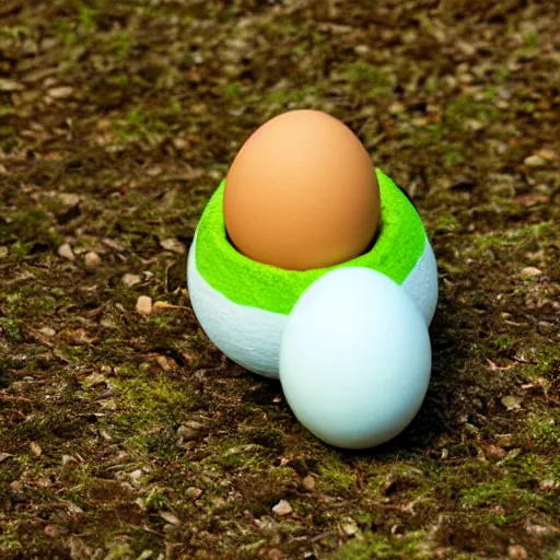 Prompt: cute yoshi egg, outside, detailed photo, tilt shift