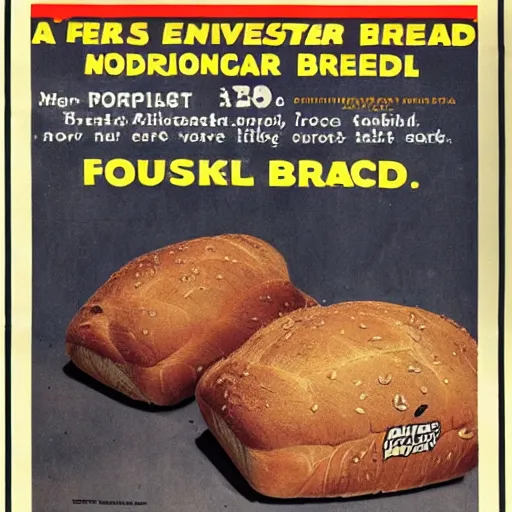 Image similar to an advertisement for a explosive bread