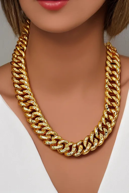 Prompt: miami cuban link chain with diamonds and rubies set in each link