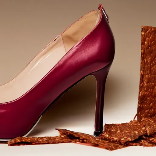 Prompt: chic stylish stiletto made of beef jerky