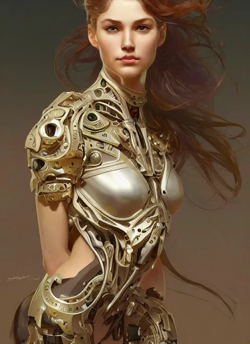 Image similar to mechanical humanoid, masterpiece, intricate, elegant, highly detailed, digital painting, artstation, concept art, smooth, sharp focus, illustration, art by artgerm and greg rutkowski and alphonse mucha and uang guangjian and gil elvgren and sachin teng, symmetry!!