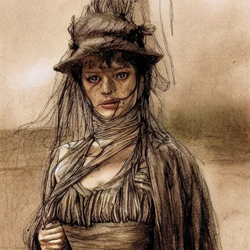 Prompt: a mummy in victorian clothes and a top, graphic novel style by alan lee and john howe