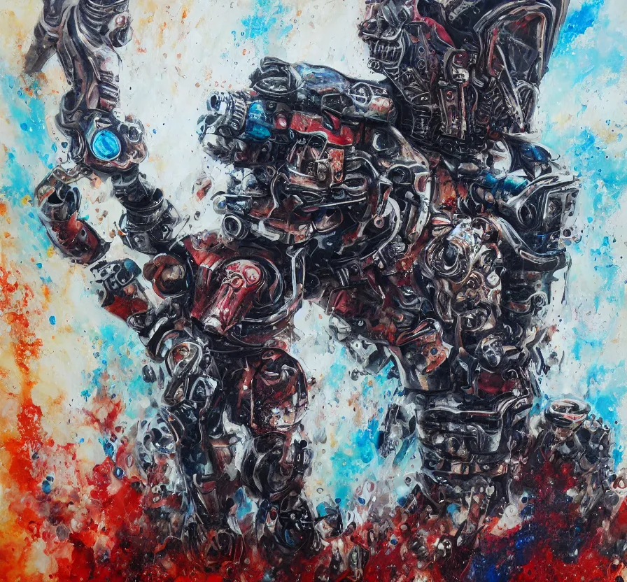 Prompt: exterminatus on earth, painting on canvas, acrylic painting, acrylic pouring, painting, influencer, artstation