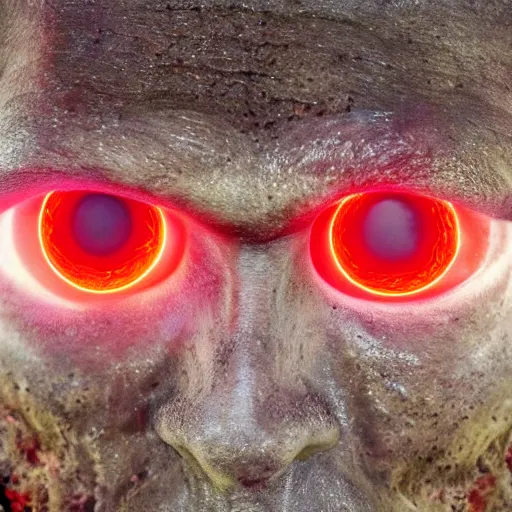 Image similar to sect of biboran, man's with red glowing eyes