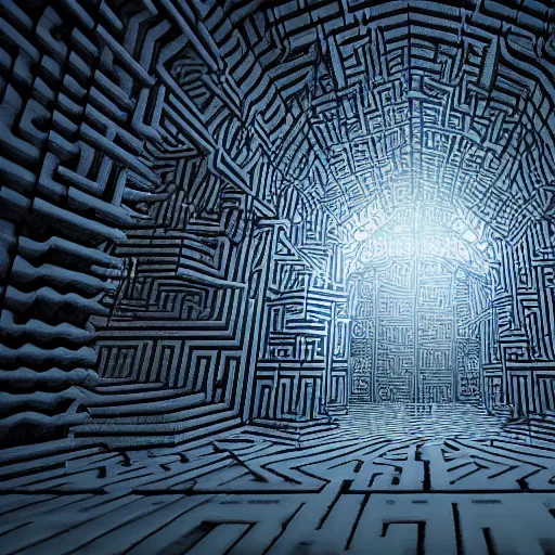 Image similar to the grand entrance to the endless maze, art by kotaro chiba, volumetric lighting, high contrast