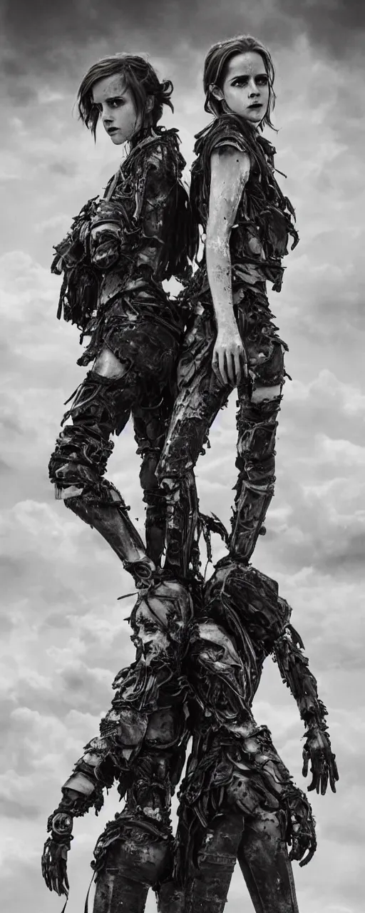 Image similar to Emma Watson fractal armour twinned conjoined sisters action poses dishevelled photorealistic portrait grimy sweating wet face dirty t-shirt and torn jeans in broken biomechanical fractal armour abandoned exploding sci-fi gas station, dark and dim atmospheric smog trending on artstation 8k matte painting, dramatic lighting, dramatic shadows professional photograph by Irving Penn Abumi zuri no kawa Agemaki Agemaki no kan Ago no o benri Aibiki Aida kanamono Aka Akoda nari bachi Art ASA Asa no ha gusari Ase nagashi no ana B Bachi Bishamon gote Boko no ita Bitsu Bugyo Byo Byo gashira Byo toji yokohagi okegawa dō C Choban Chochin kabuto Chokin Chotsugai Chotsugai Kugi D Daku Akuma Daisha Guchi Daimyō Dangaye Dō Dō Dō Maru E Eboshi Eboshi Nari Bachi Edo Egawa Emi men Etchu bo Etchu haidate Etchu jikoro Etchu suneate Etchu zunari bachi F Fukigaeshi Fukube Fukurin Fuse Gumi Fusube Gawa G Gashira Gattari Gendai Gessan Gessan Jikoro Go-Mai Dō Goshozan Gumbai Gunsen Guru-wa Gusoku Gusoku bitsu Gyoyo H Hachi Hachigane Hachiman za Himo Hachi tsuke no ita Haidate Haku hatsu men Hana Hanagami bukuro Hanbo Happuri Haraidate dai Haramaki Harikake Harikake bachi Hatomune dō Heichozan Hige Hiji gane Hineno jikoro Hineno zunari bachi Hiro sode Hishi nui Hishi nui no ita Hishi nui dō Hishi toji Hishi toji dō Hishi toji hotoke dō Hitai ate Hitsu Hoate Hodo haidate Hon iyo zane Hon kozane Hoshi Hoshi bachi Hotoke dō I Ichi no tare Igaki