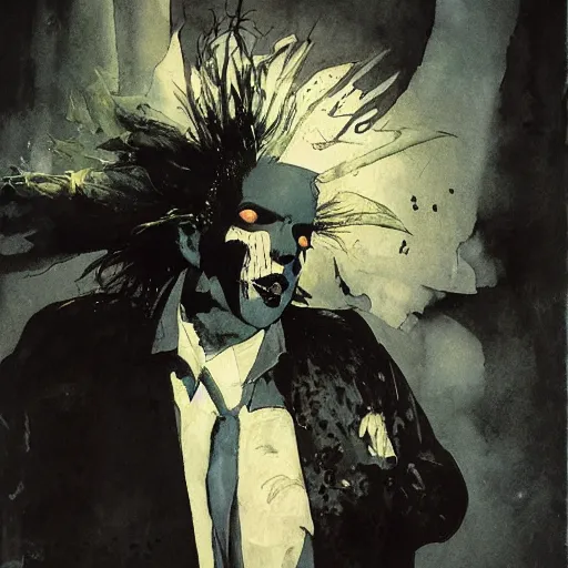 Prompt: robert smith as dream from sandman, by jeremy mann, by mike mignola, by dave mckean and richard avedon and maciej kuciara, 1 9 8 0's, punk rock, gothic, high detailed, 8 k