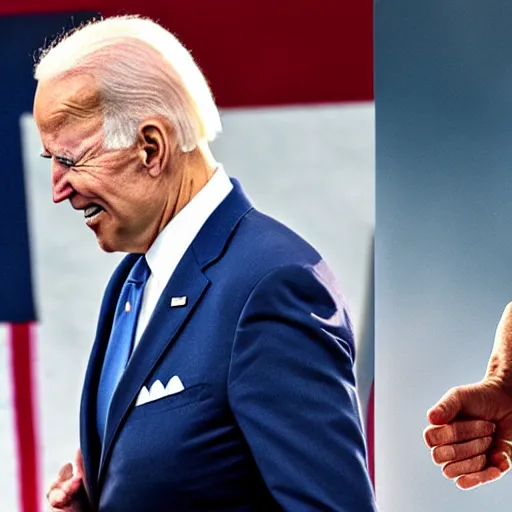 Image similar to joe biden shaking hands with captain america