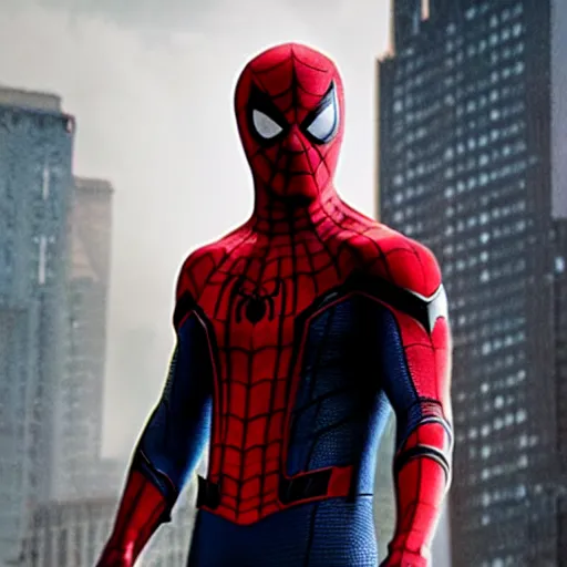 Image similar to ryan reynolds as spider - man, cinematic, volumetric lighting, f 8 aperture, cinematic eastman 5 3 8 4 film, photorealistic