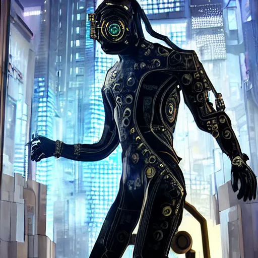 Image similar to a man who wears futuristic clothing has a mechanical hand and is walking in a cyberpunk street, trending on artstation, cgsociety contest winner!!, intricately detailed, golden ratio!!, centered!!