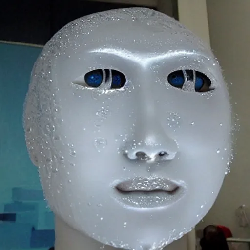 Prompt: a female face beautiful made from carbonated water!