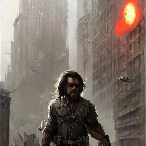 Image similar to Snake Plissken Escape from New York,Greg rutkowski, Trending artstation, cinematográfica, digital Art