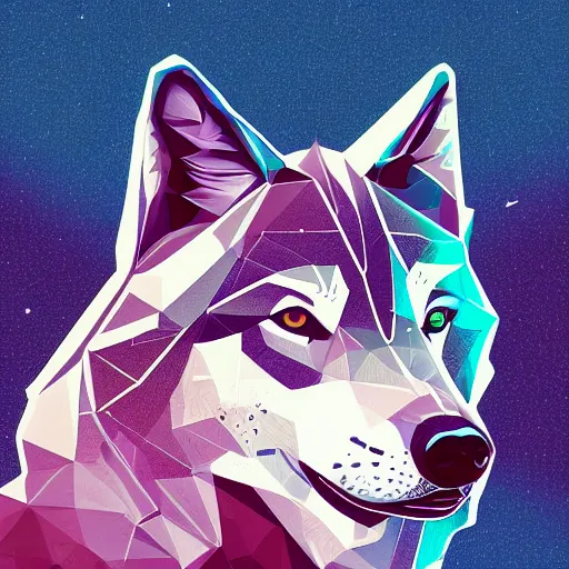 Prompt: polygon portrait of a wolf with a mohawk, illustration in the style of dan mumford and alena aenami