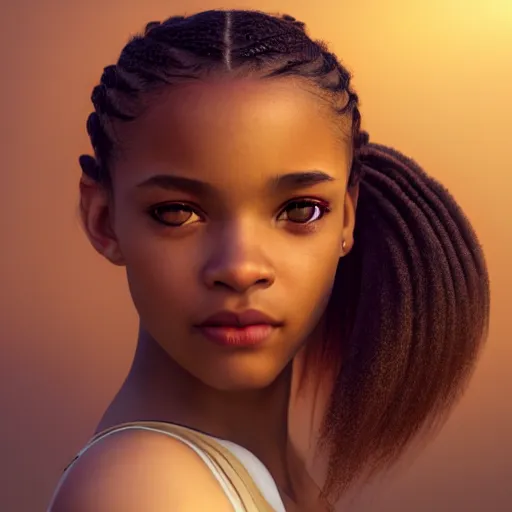 Image similar to a photorealistic hyperrealistic, bright brown eyes, light skinned african american young girl, ponytail hair, flawless face, beautiful lips, cute face, gorgeous white veil, by wlop, artgerm, greg rutwoski, alphonse mucha, beautiful dynamic dramatic low - light moody lighting, cinematic atmosphere, artstation, concept design art, octane render, 8 k