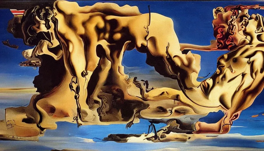 Image similar to gorgeous painting salvador dali premonition of civil war oil on canvas, 8 k 1 0 8 0 p