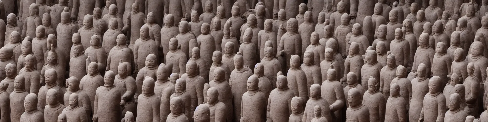 Image similar to hundreds of humans. A sea of humans. interconnected flesh. Melting clay golem humans. Dungeons&Dragons: Lemure. Lemure creature. Demonic scene. Many humans intertwined and woven together. Bodies and forms amesh. Terracotta army. Extremely unsettling artwork. Clay sculpture by Alberto Giacometti.