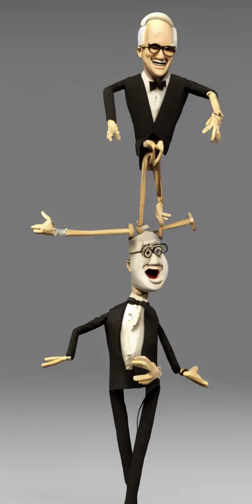 Prompt: Steve Martin as a marionette, 3d rendered style